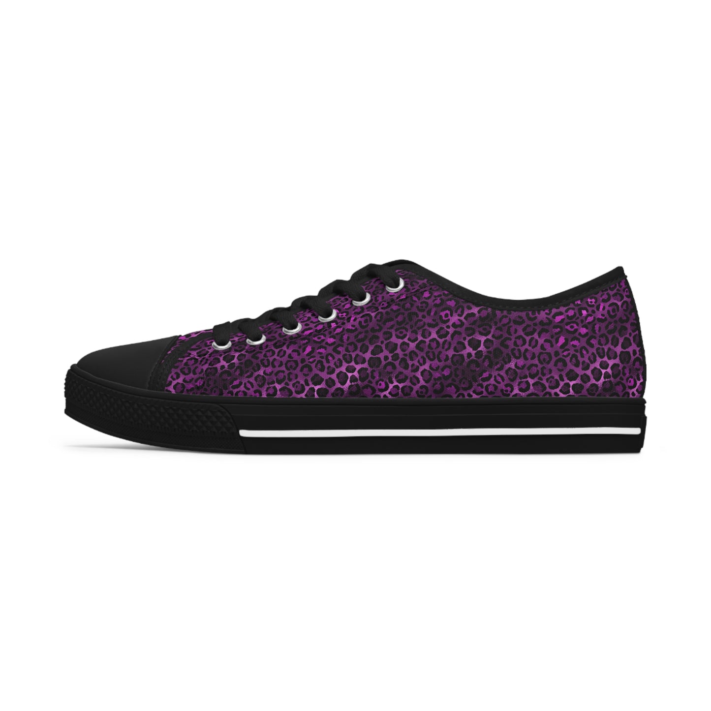 Women's Low Top Purple and Black Leopard Print Sneakers