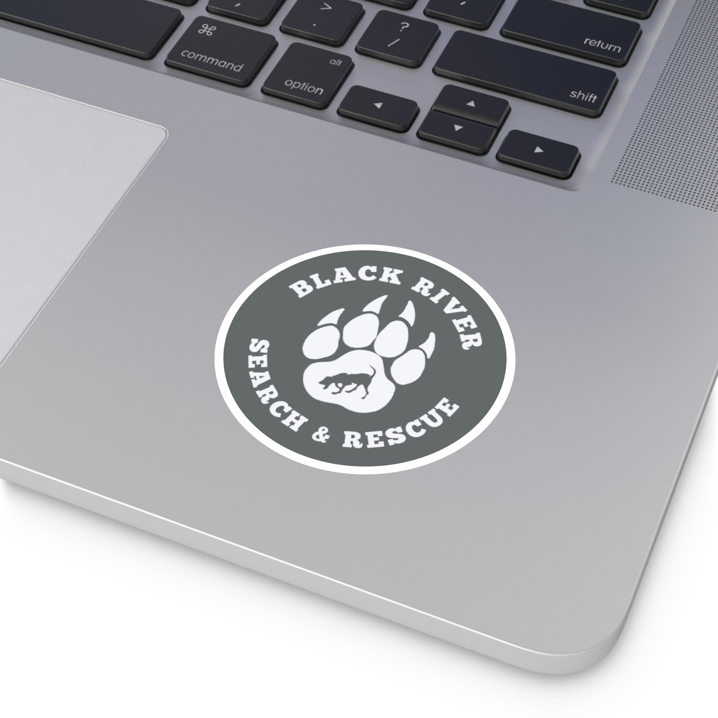 BRSAR Logo Round Stickers, Indoor\Outdoor, Multiple sizes, White on Gray