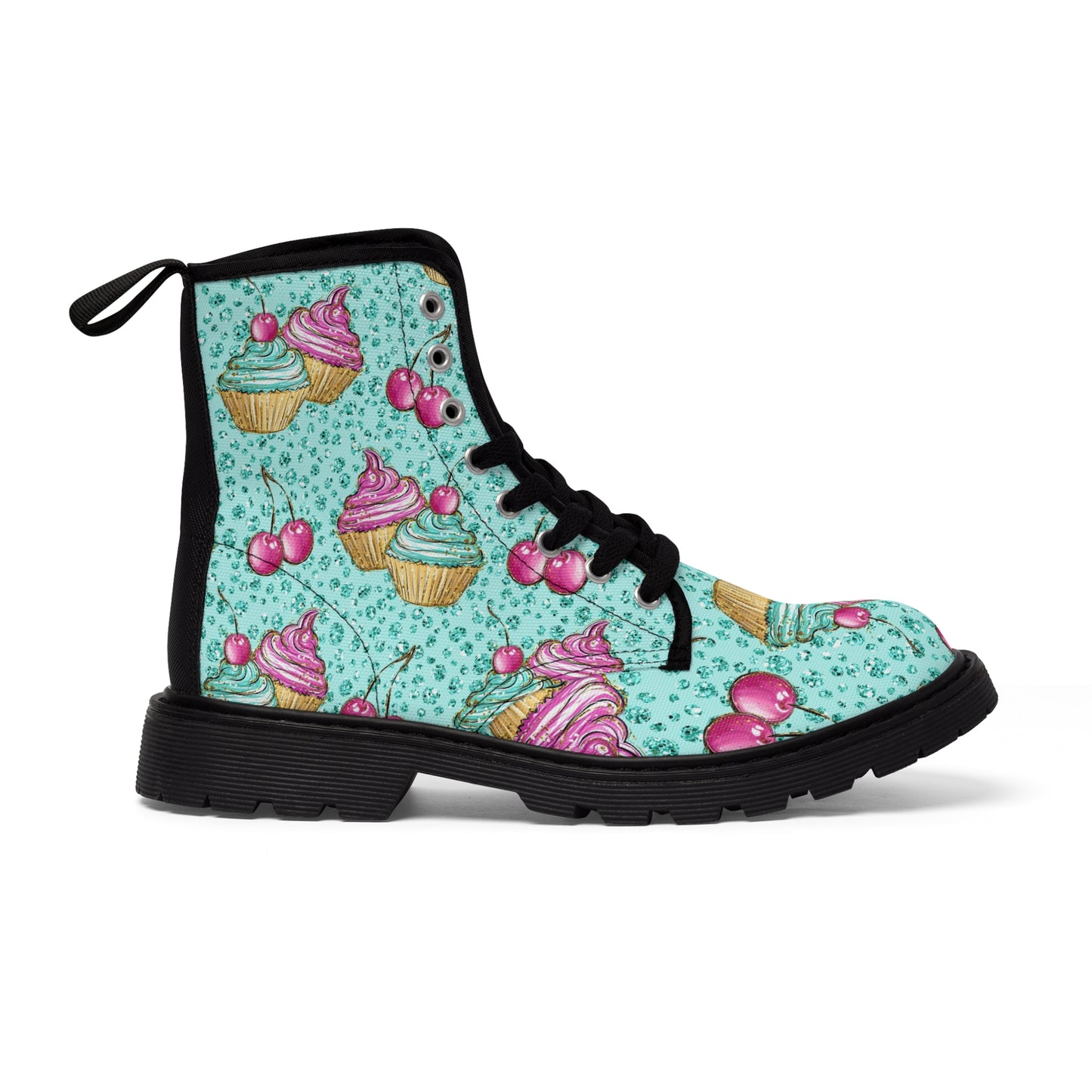 Cupcake Green and Pink Women's Canvas Boots