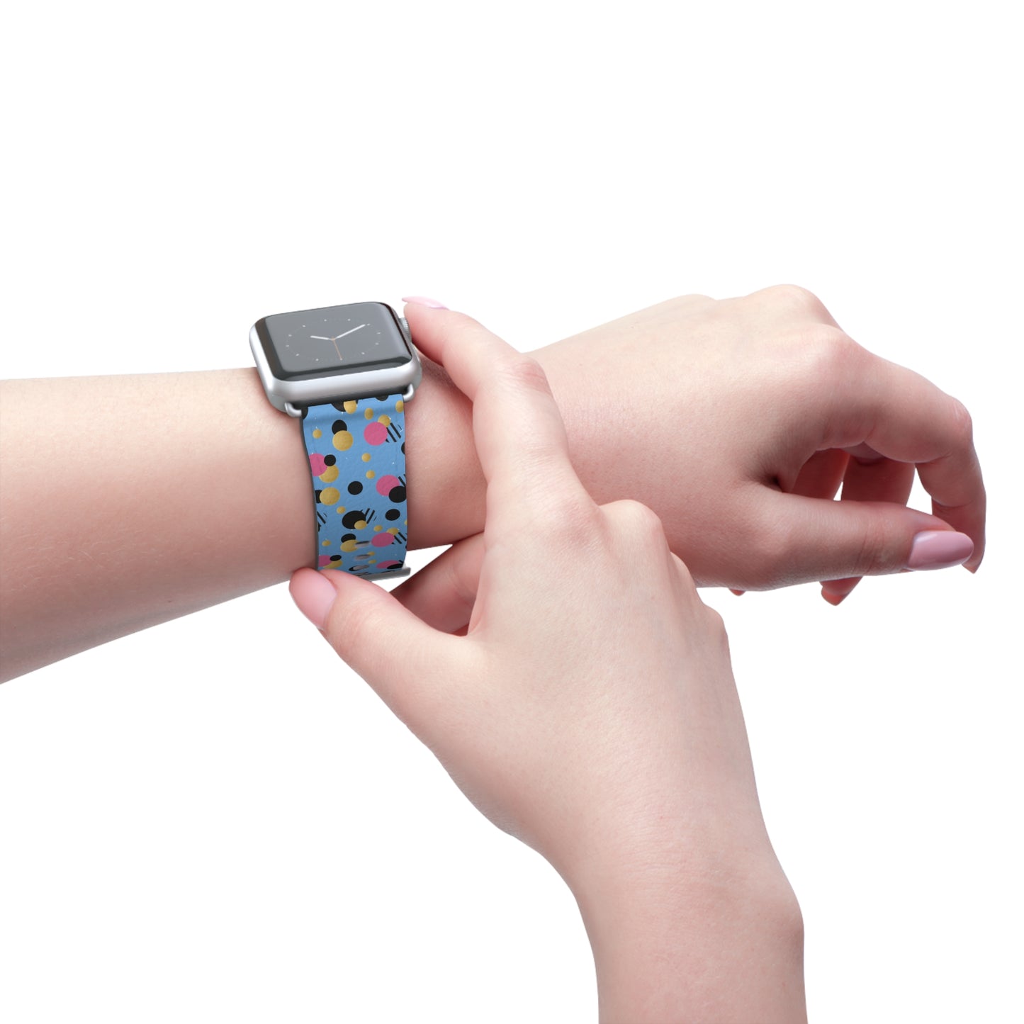 Pink Black Gold Polka Dot light Blue Apple Watch Band