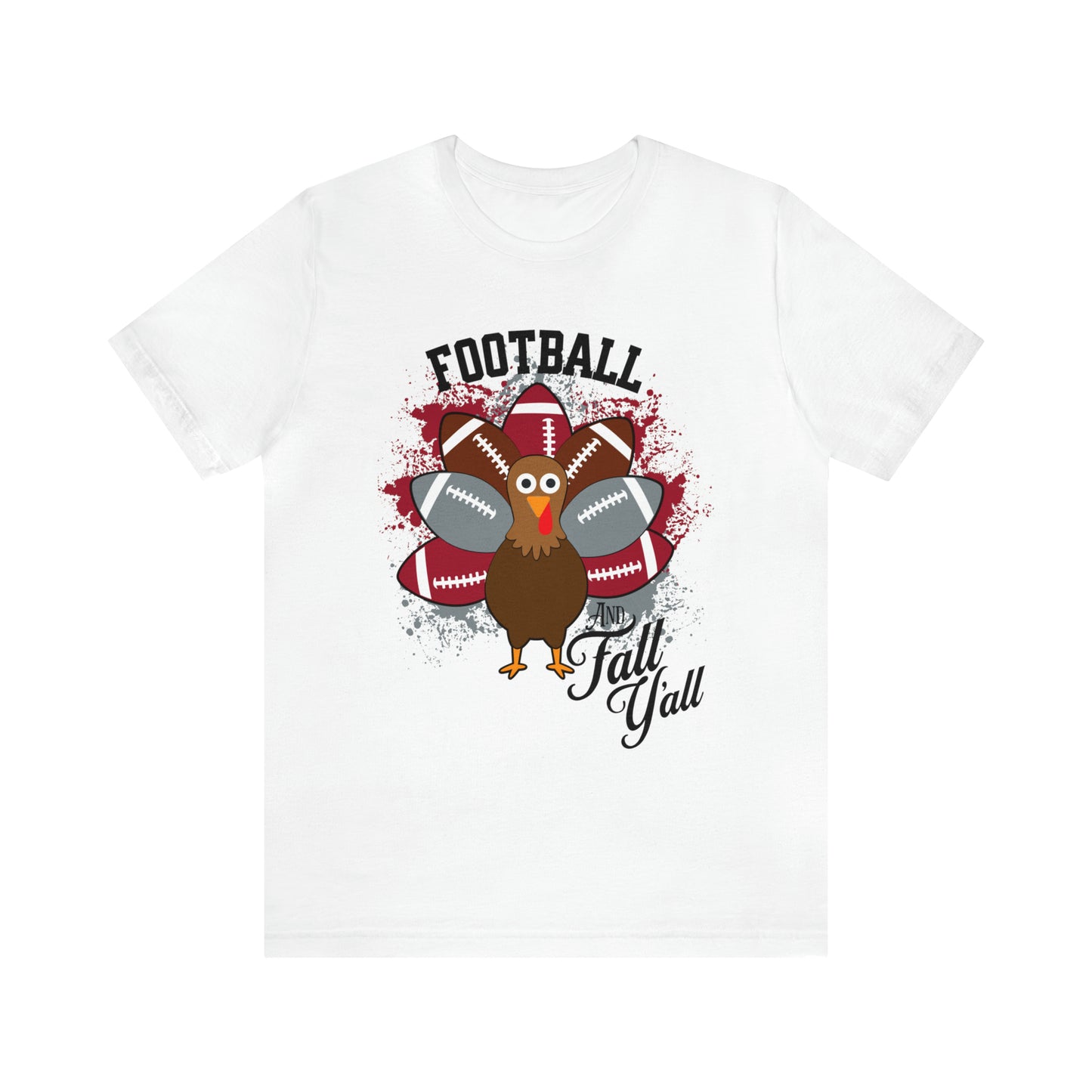 Custom Crimson and Gray Football and Fall Short Sleeve Tee, Football and turkey shirt, Alabama