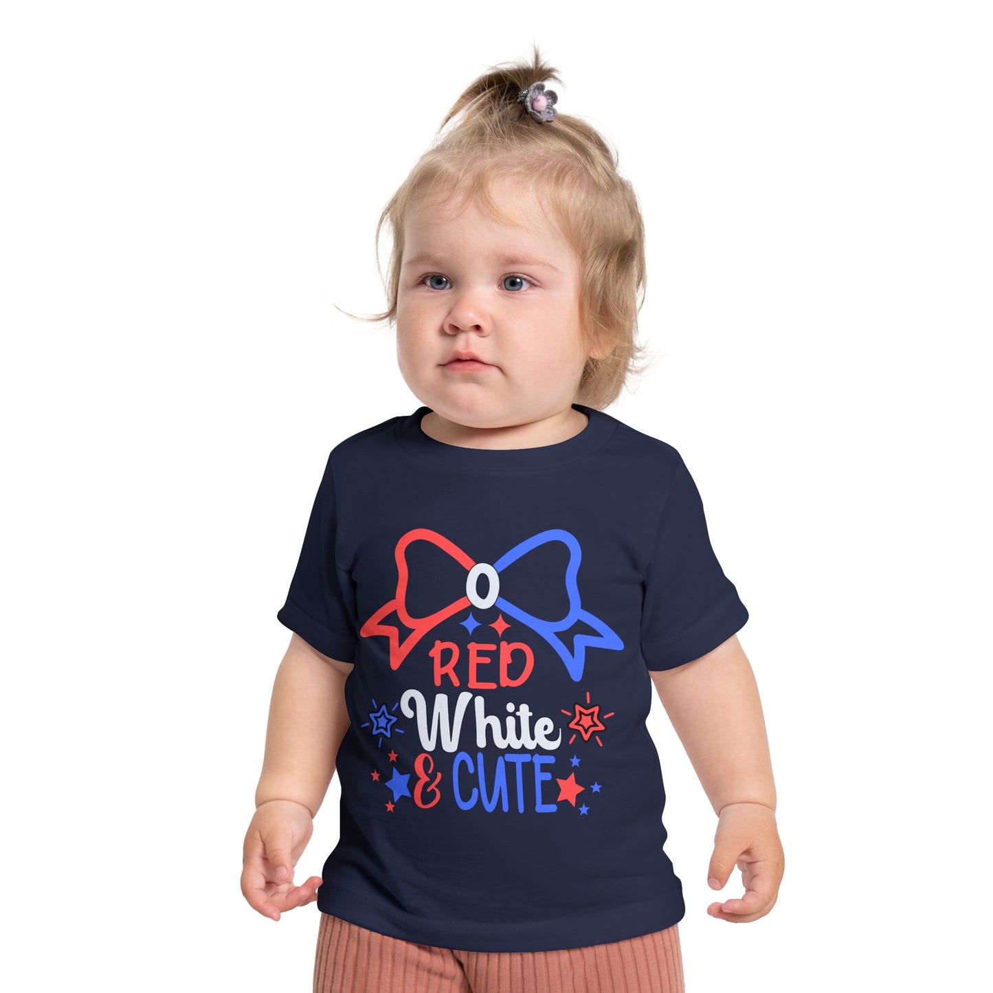 Red White and Cute 4th of July Baby Short Sleeve T-Shirt Patriotic