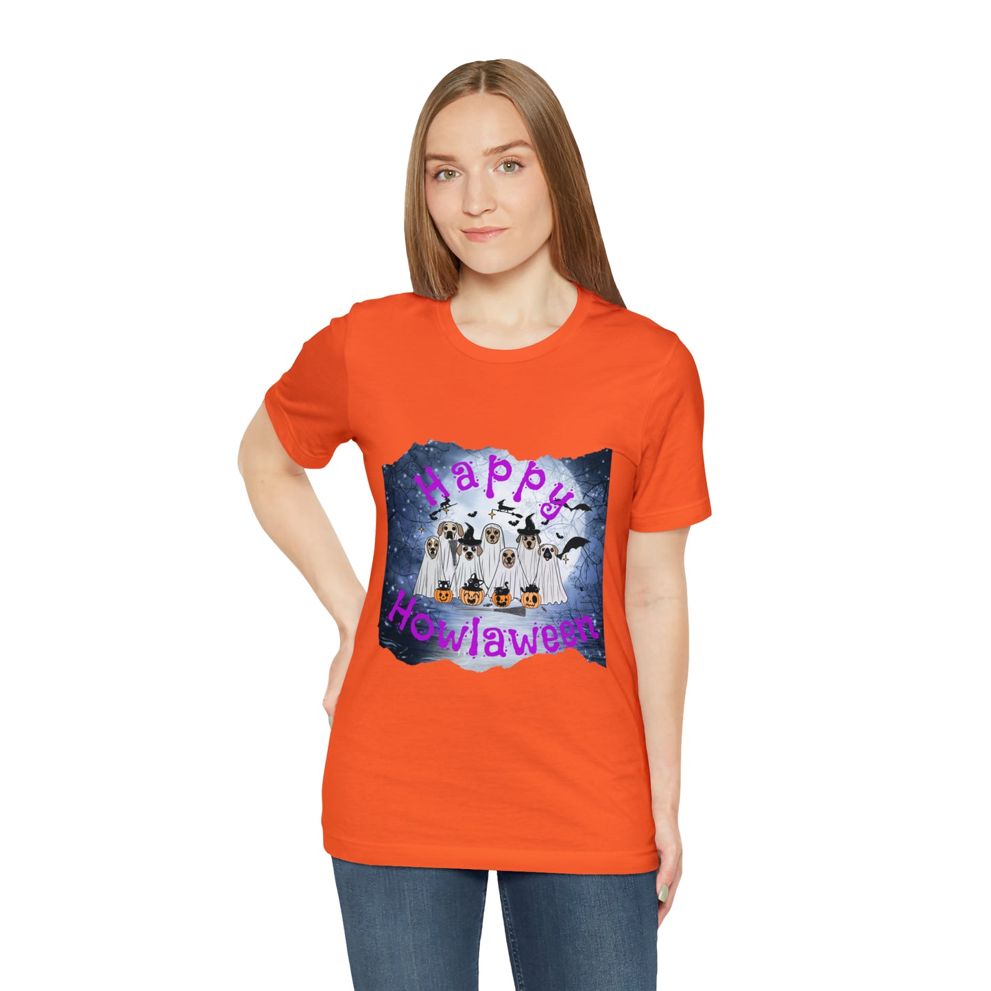 Happy Howlaween Dog Purple Short Sleeve Tee, Halloween shirt