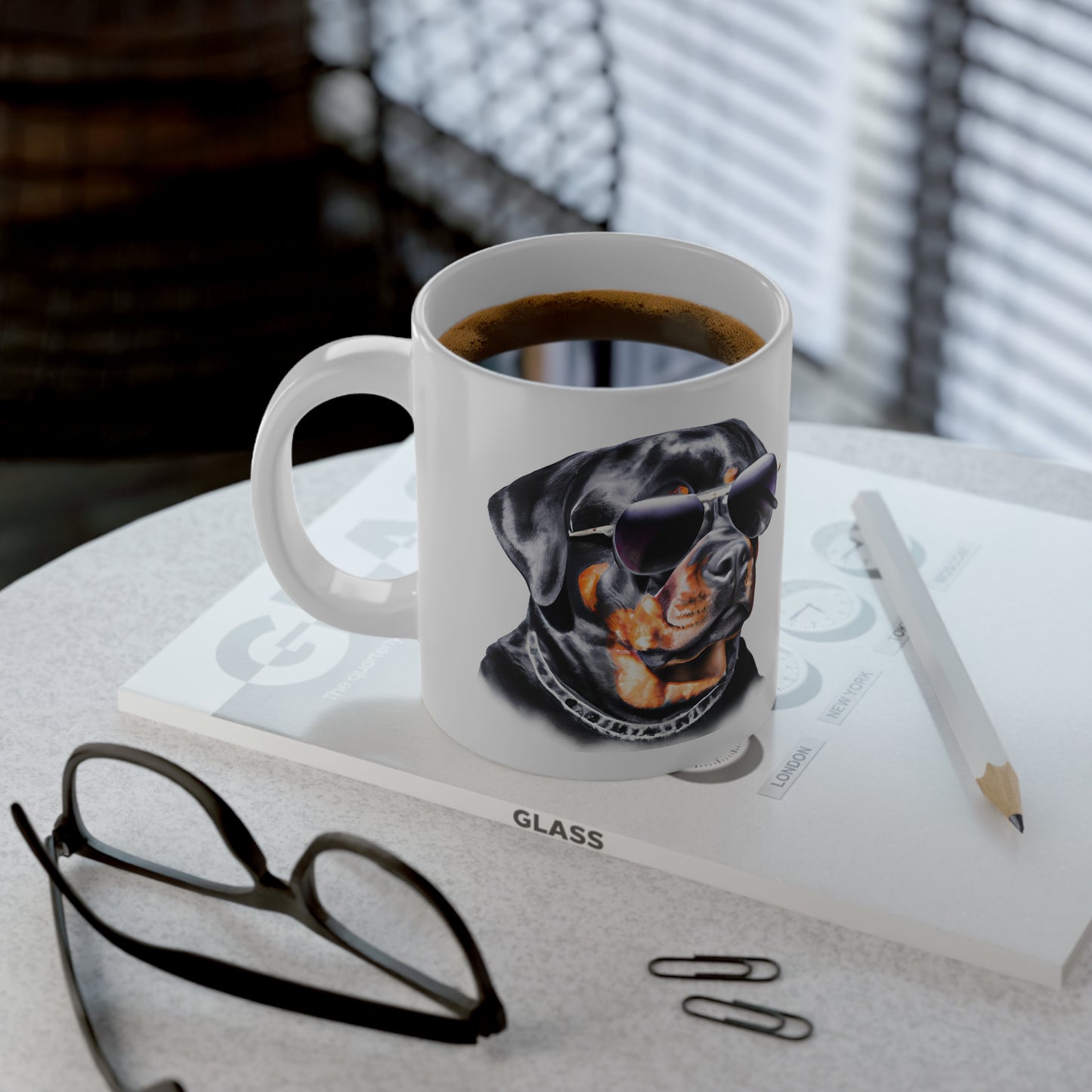 Jumbo Mug, 20oz, Rottweiler with sunglasses