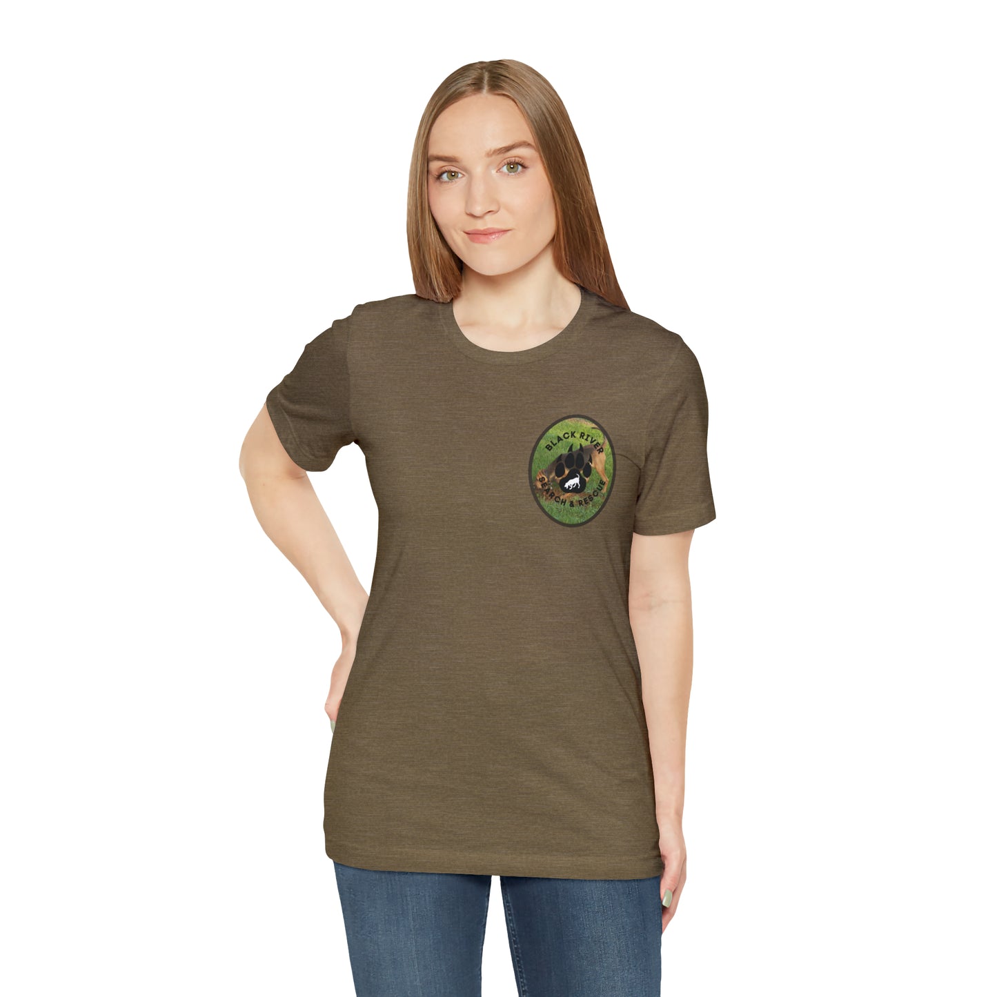 Black River Search & Rescue Logo with Lucy Unisex Jersey Short Sleeve Tee