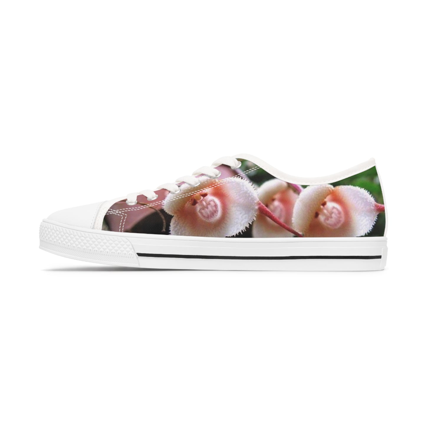 Women's Low Top Sneakers, Orchids, Monkeys, Fun, Pink