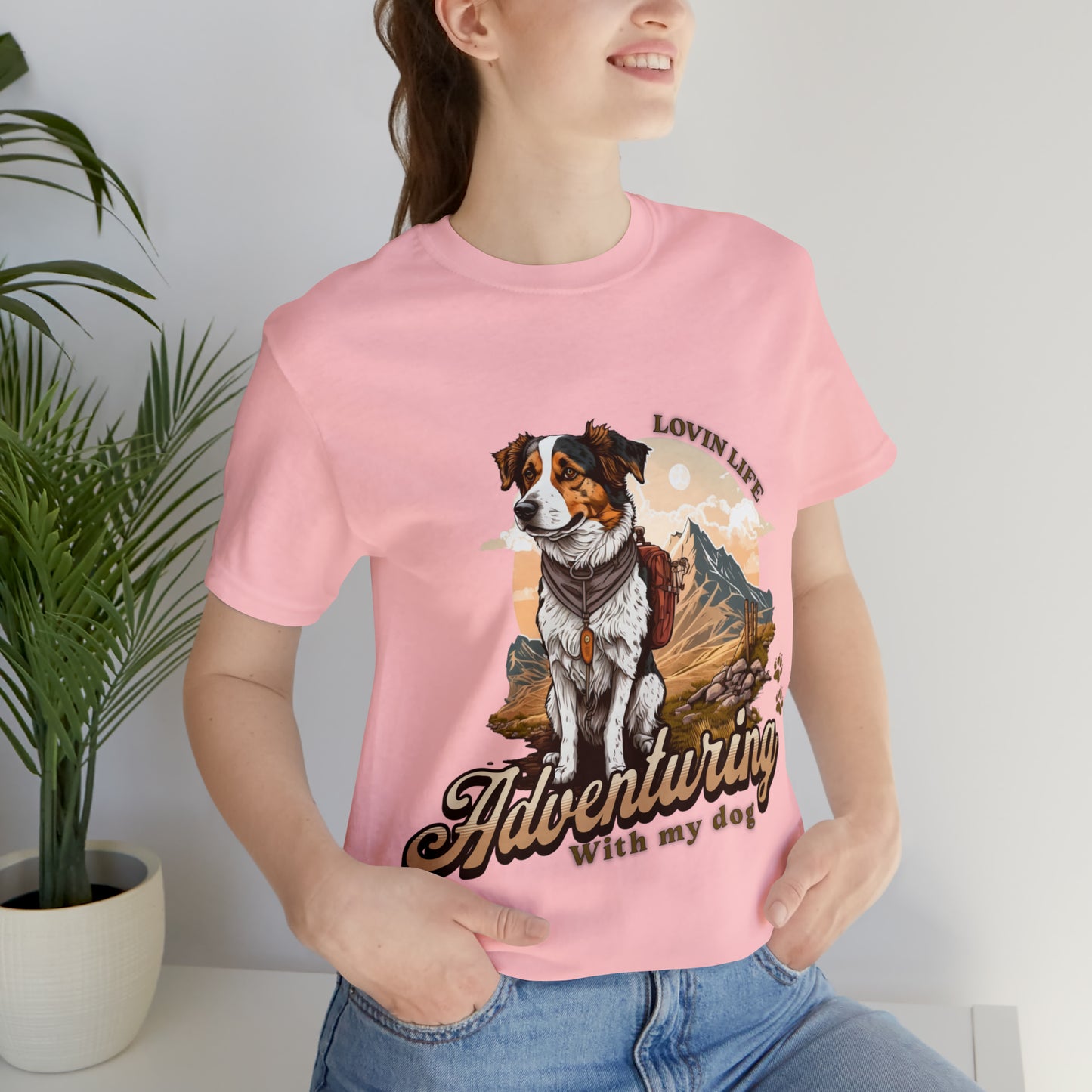 Adventuring with my Dog Short Sleeve Tee, Vintage Outdoor theme
