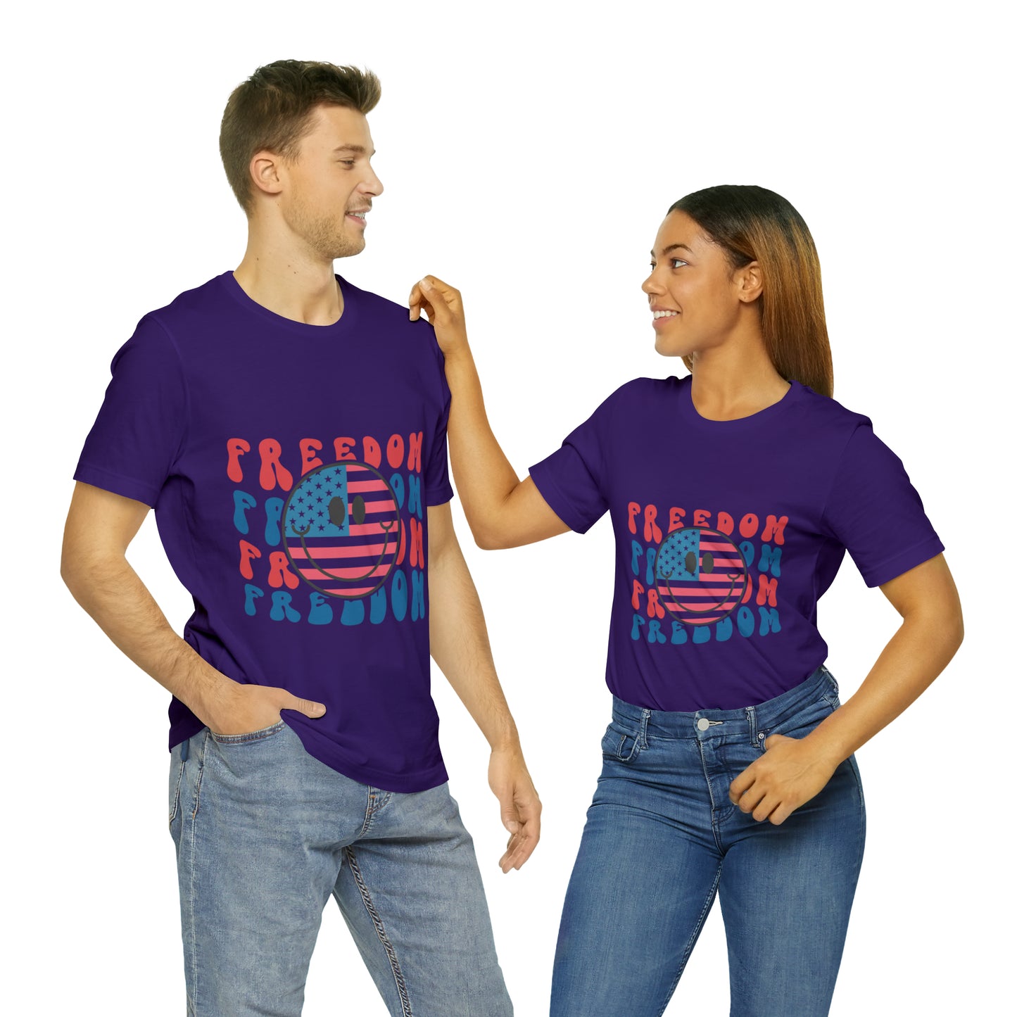 Freedom Smiley Face Flag Unisex Jersey Short Sleeve Tee Patriotic American Flag