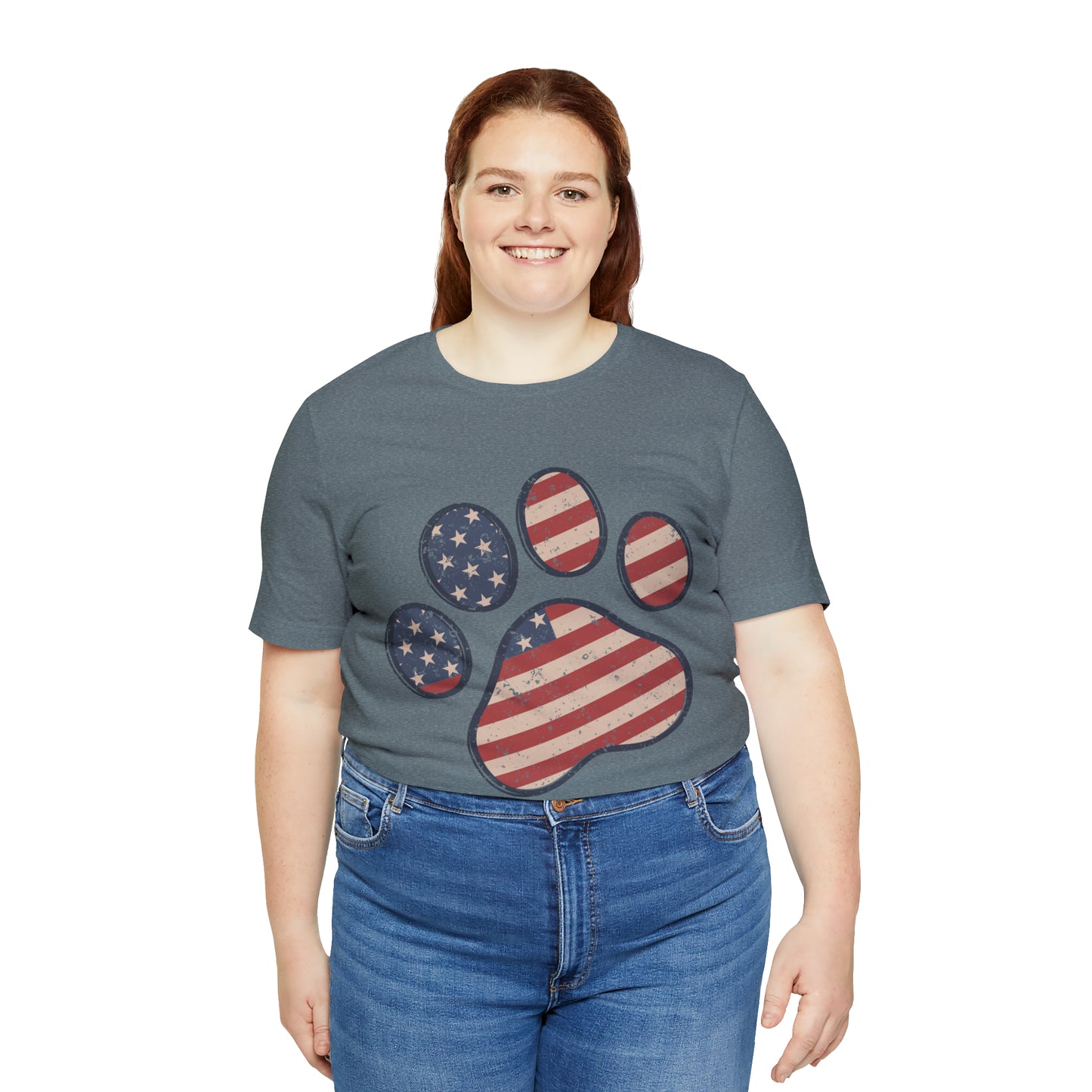 4th of July Pawprint Unisex Jersey Short Sleeve Tee Patriotic American Flag