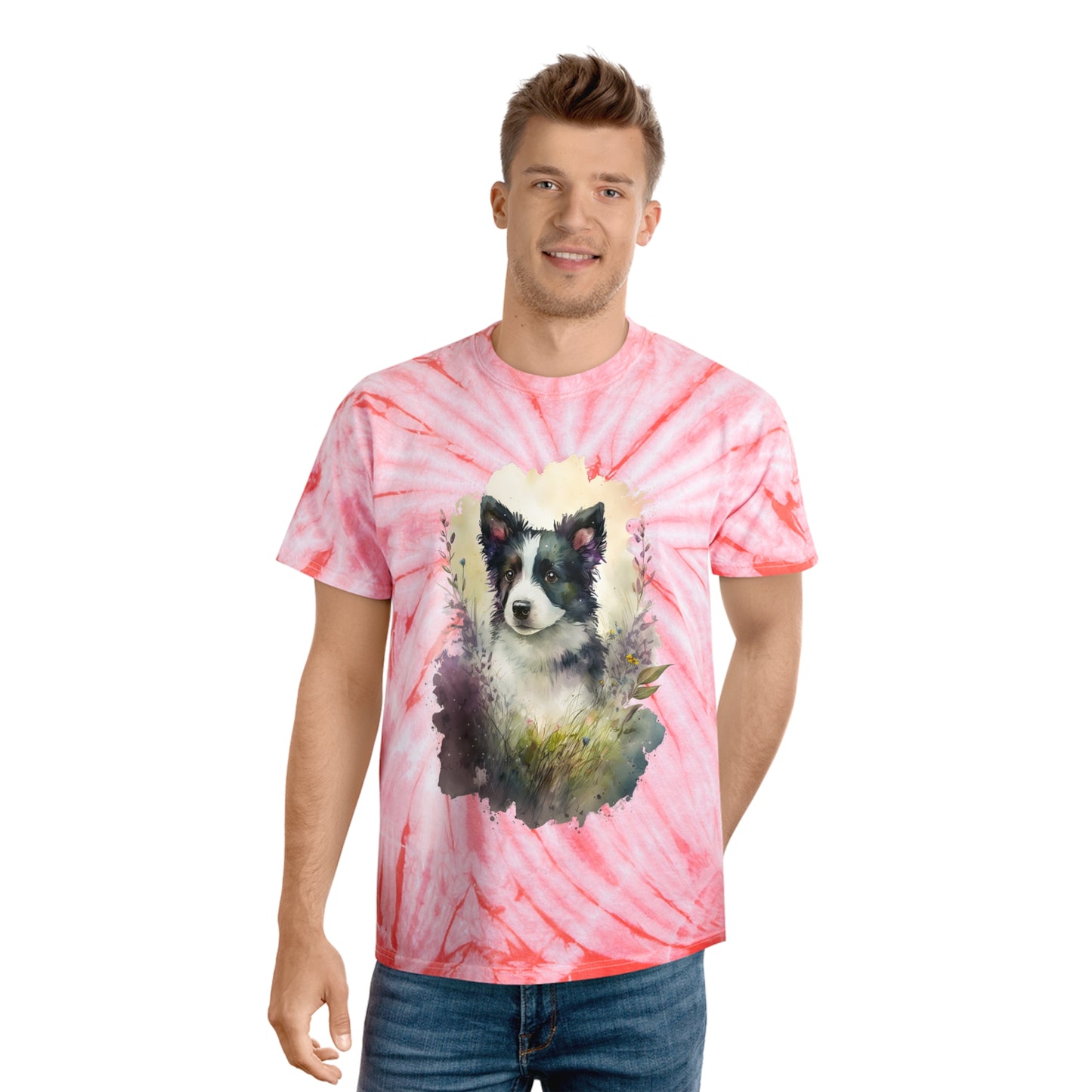 Border Collie pawprint Love Tie-Dye Tee, Cyclone