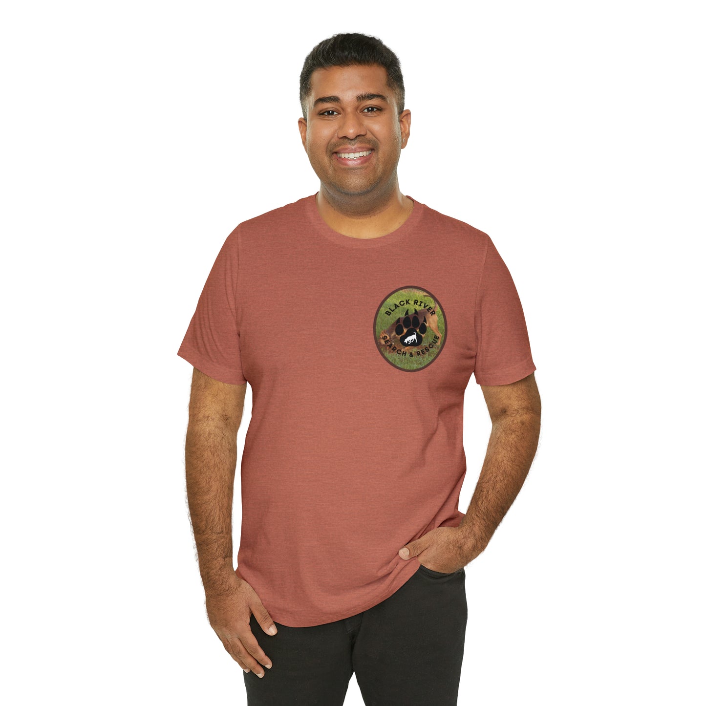 Black River Search & Rescue Logo with Lucy Unisex Jersey Short Sleeve Tee