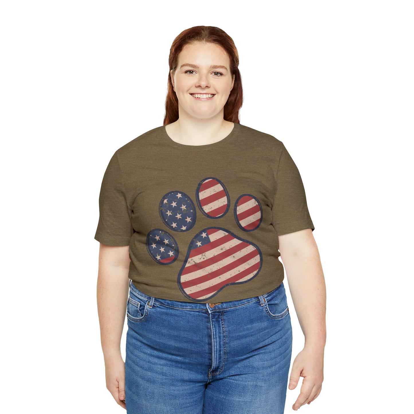 4th of July Pawprint Unisex Jersey Short Sleeve Tee Patriotic American Flag