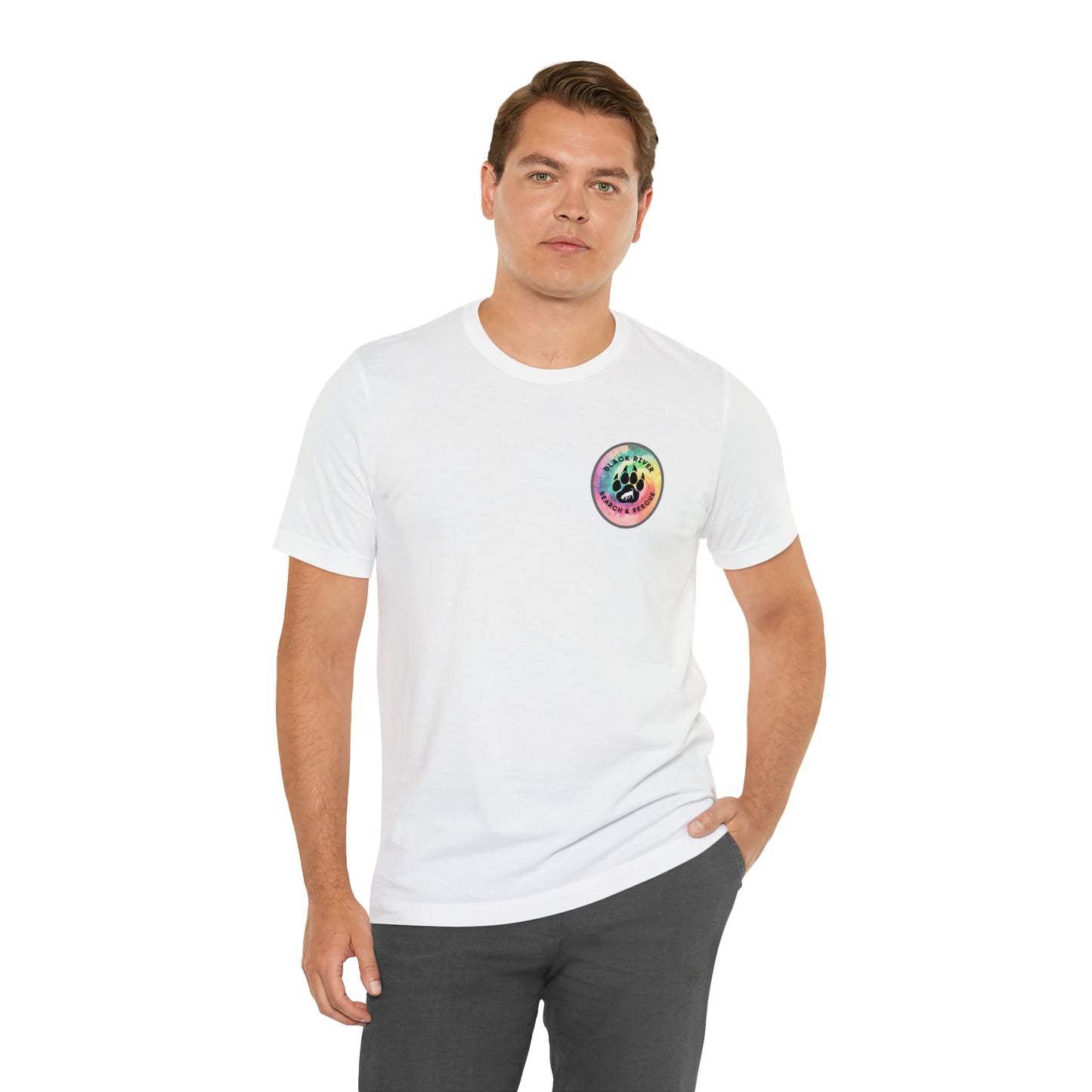 Tie Dye Black River Search & Rescue Logo Unisex Jersey Short Sleeve Tee