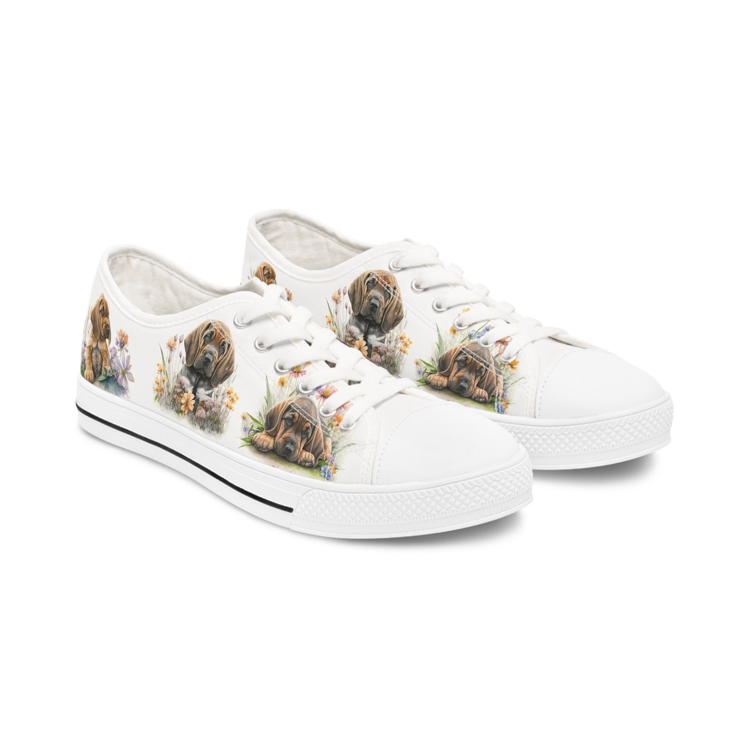 Women's Low Top Sneakers, Bloodhound, Puppy