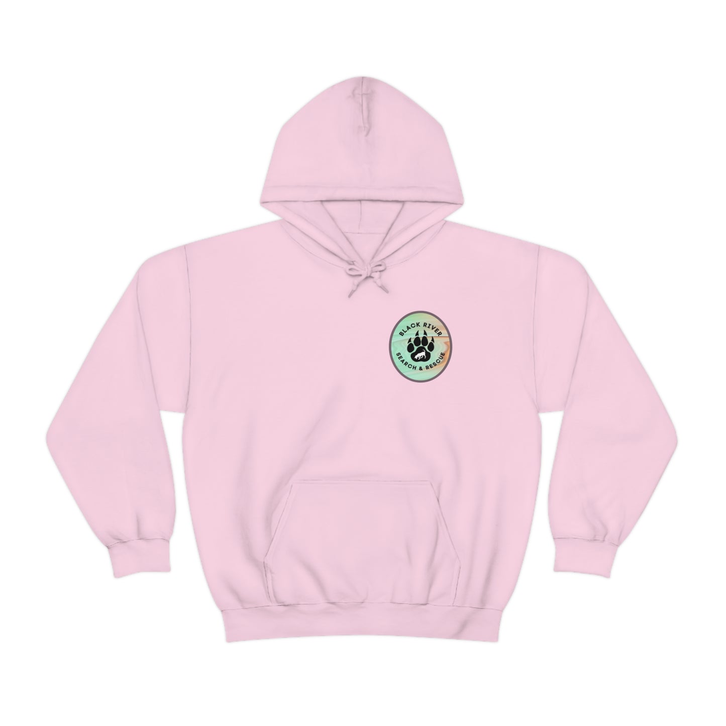 Green and Peach Marble Black River Search & Rescue Logo Unisex Heavy Blend™ Hooded Sweatshirt