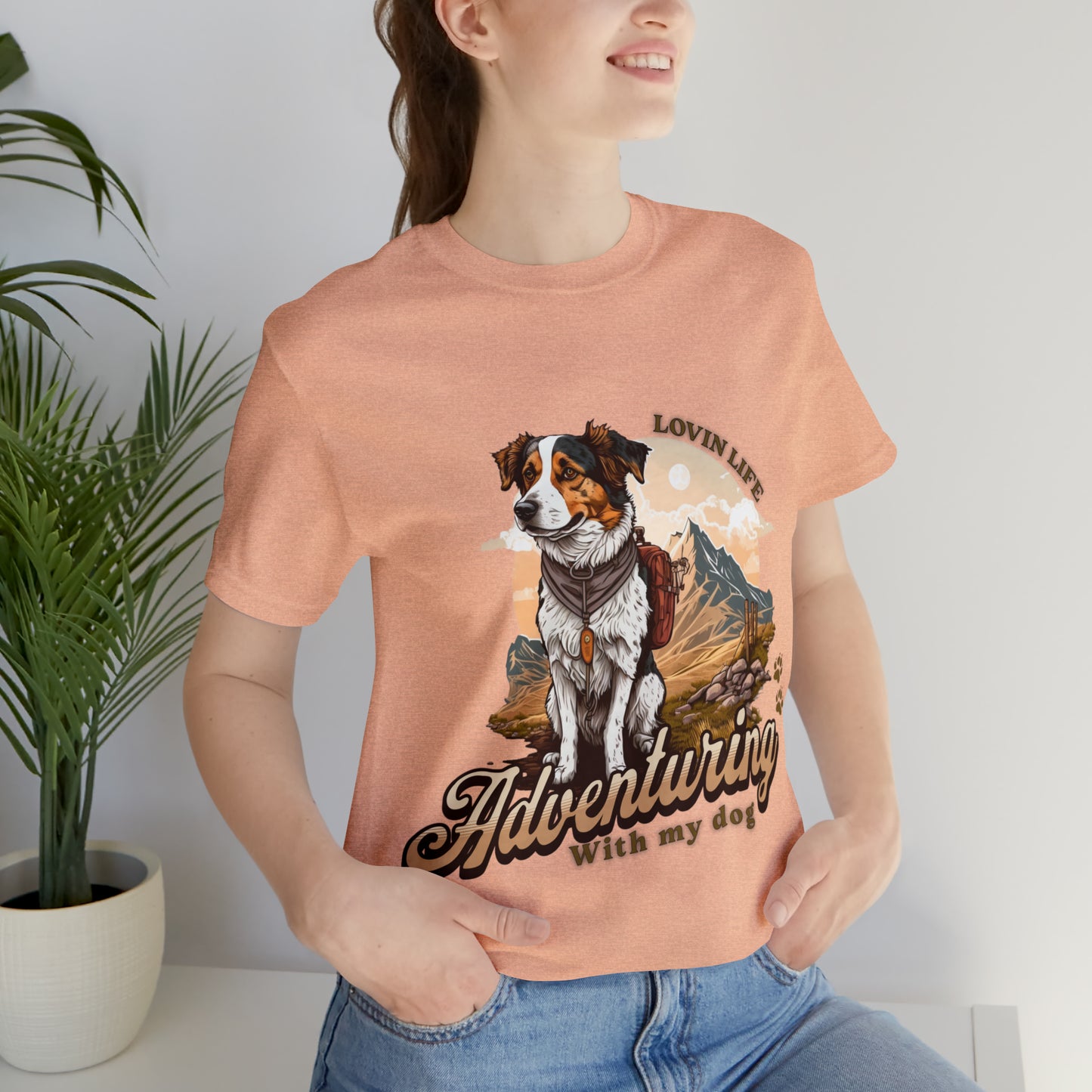Adventuring with my Dog Short Sleeve Tee, Vintage Outdoor theme
