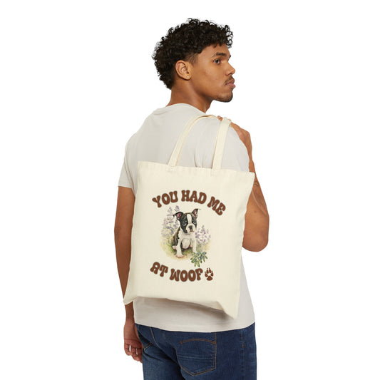 Boston Terrier Cotton Canvas Tote Bag
