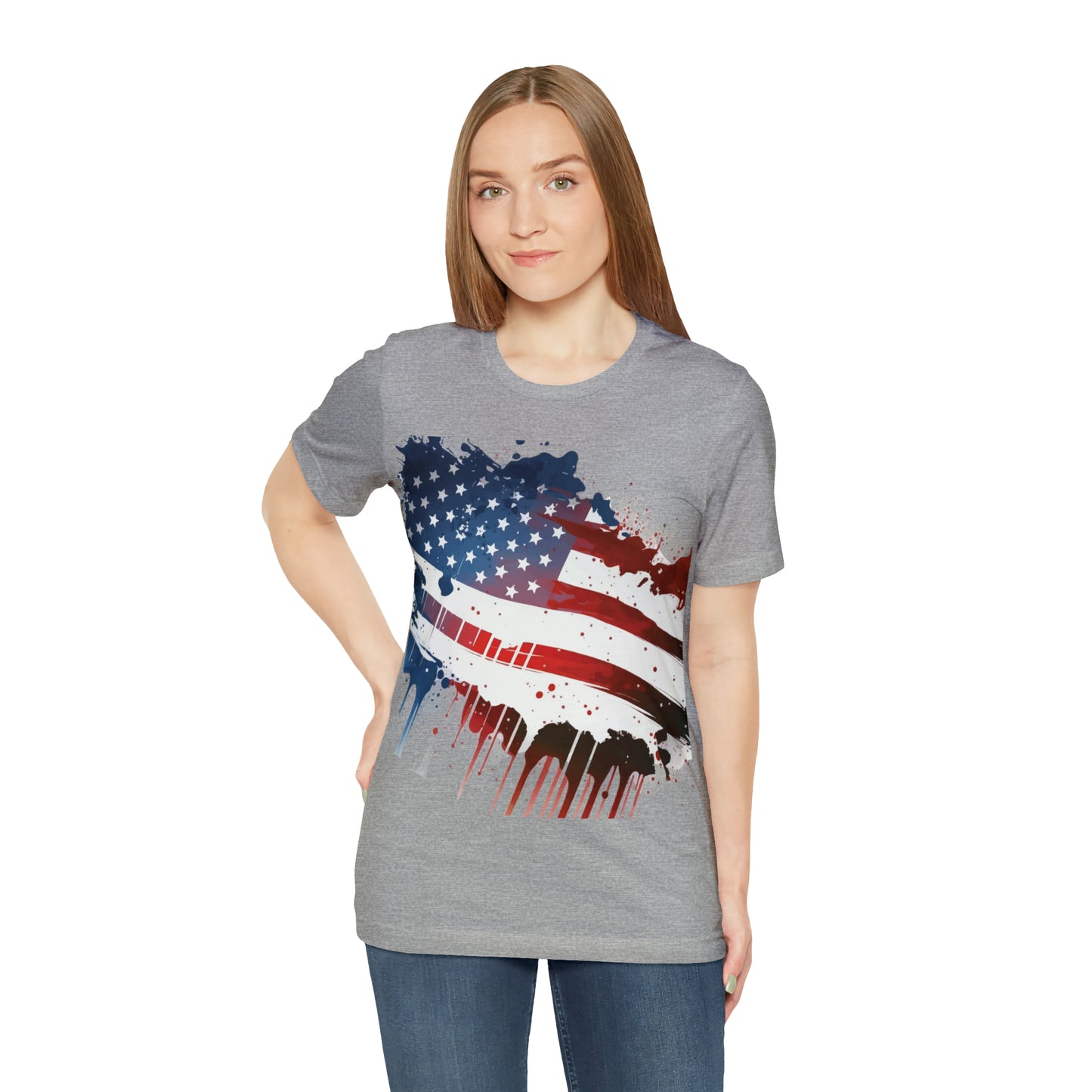 American Flag Unisex Jersey Short Sleeve Tee Patriotic July 4th