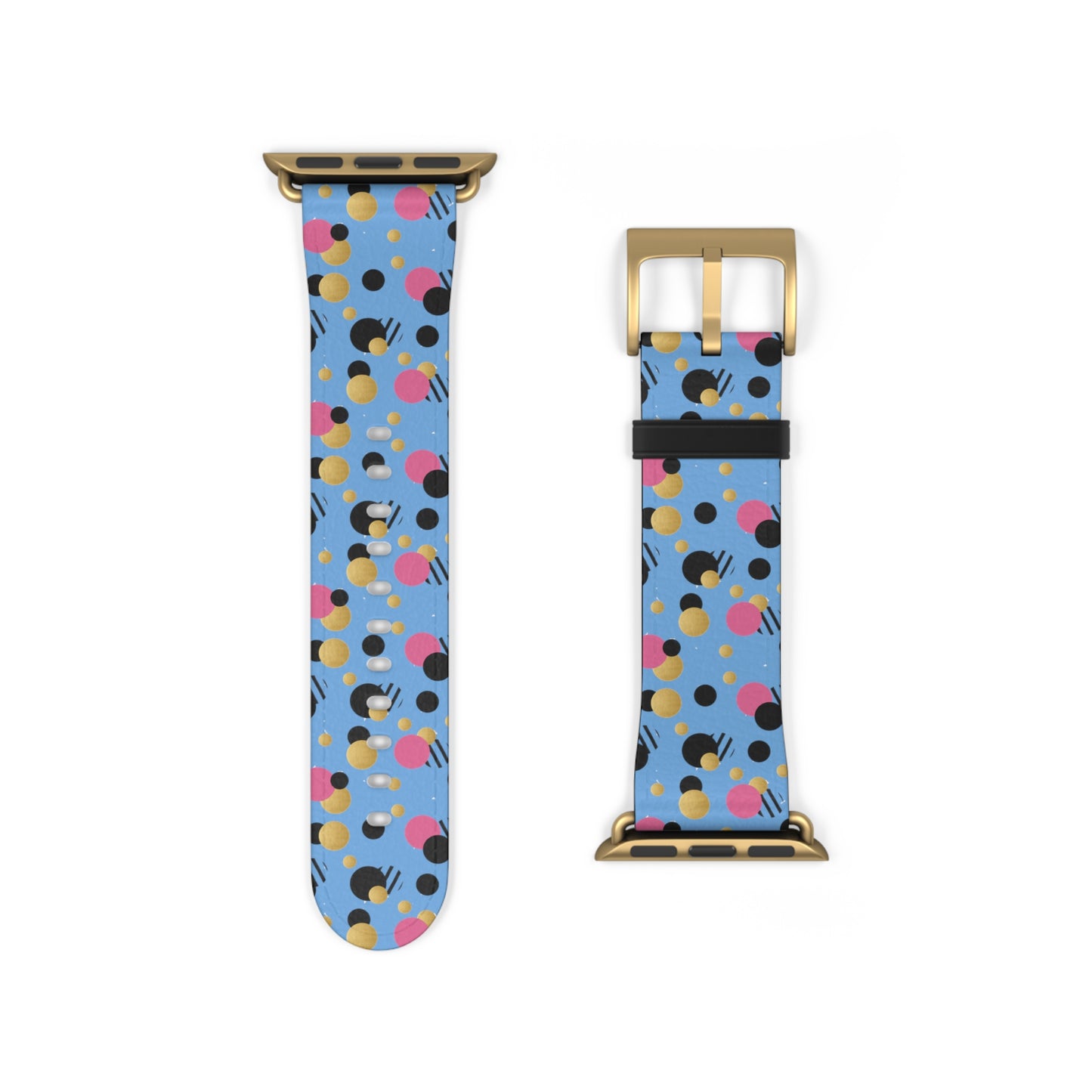 Pink Black Gold Polka Dot light Blue Apple Watch Band