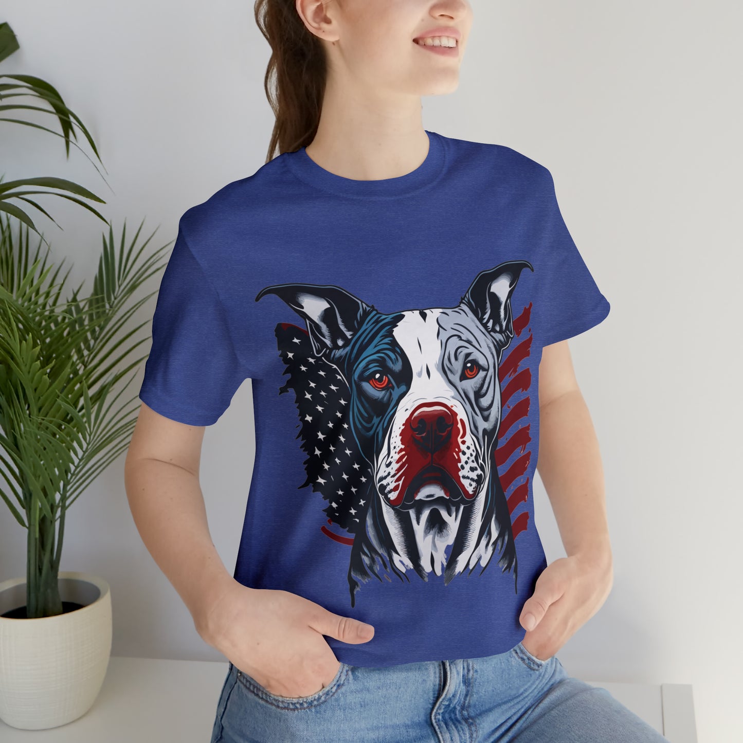 Pit bull 4th of July Unisex Jersey Short Sleeve Tee Patriotic