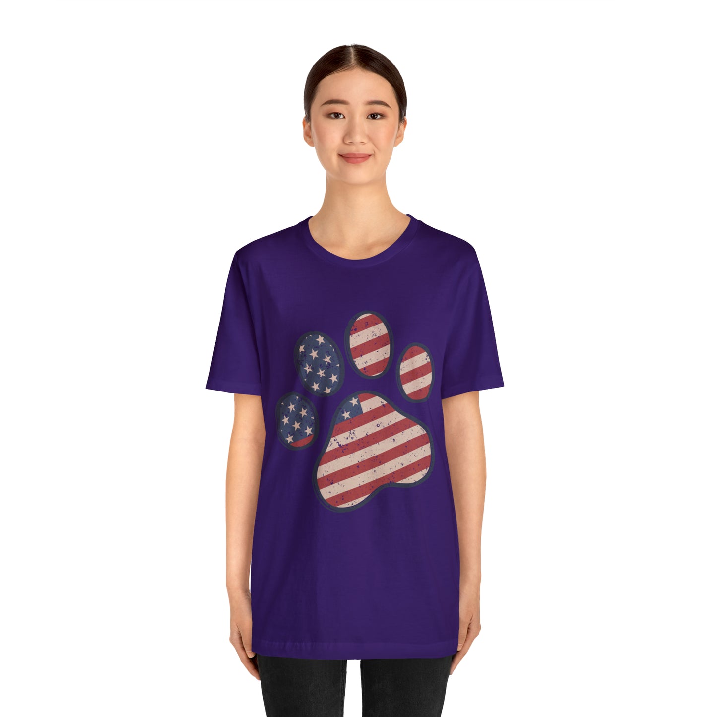 4th of July Pawprint Unisex Jersey Short Sleeve Tee Patriotic American Flag