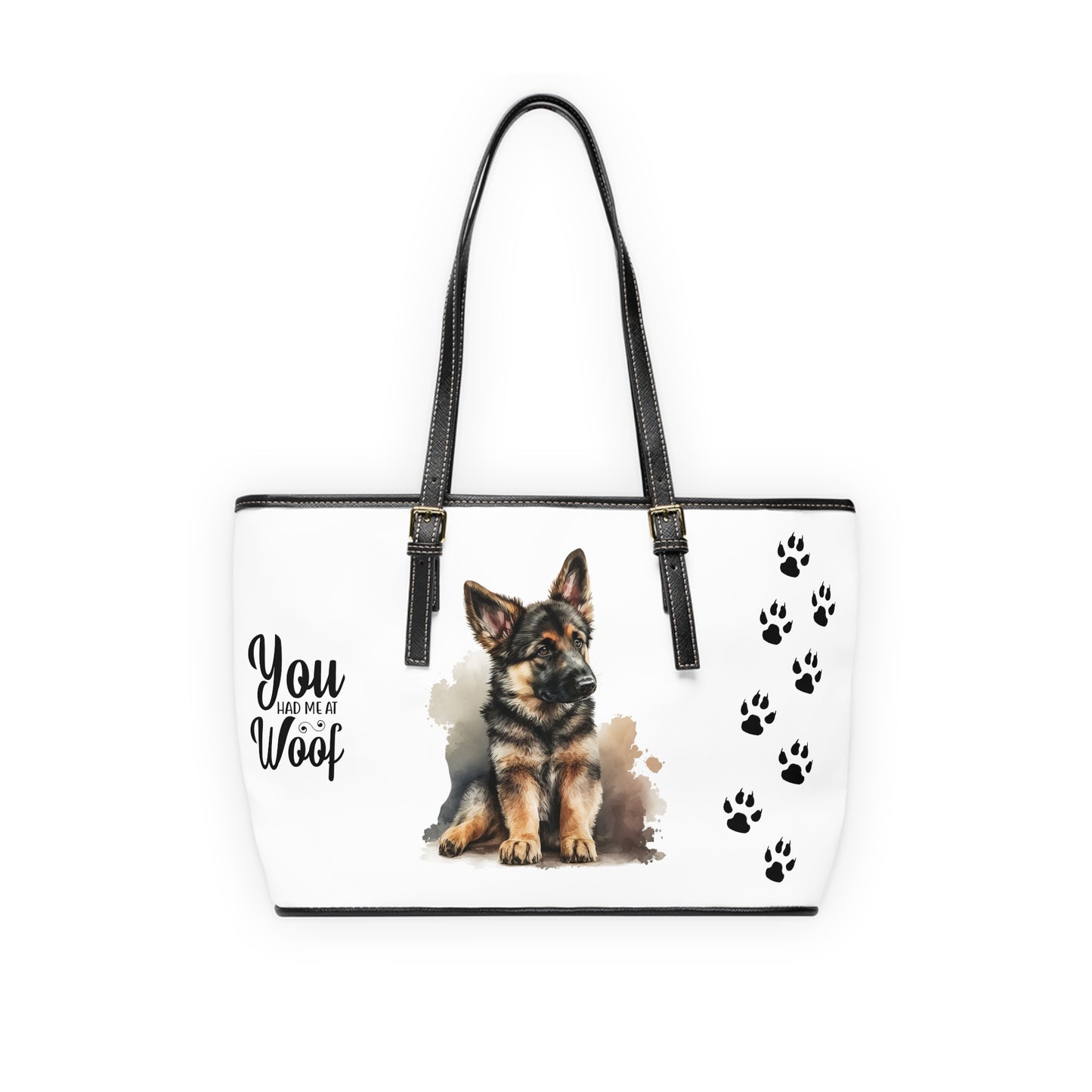 German Shepard Leather Shoulder Bag You had me at Woof Stay Pawsitive